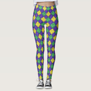 Mardi Gras Harlequin Diamond Carnival Pattern Leggings