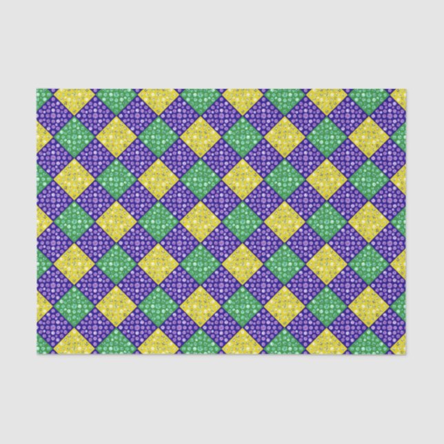 Mardi Gras Harlequin Diamond Carnival Pattern Tissue Paper (Front)