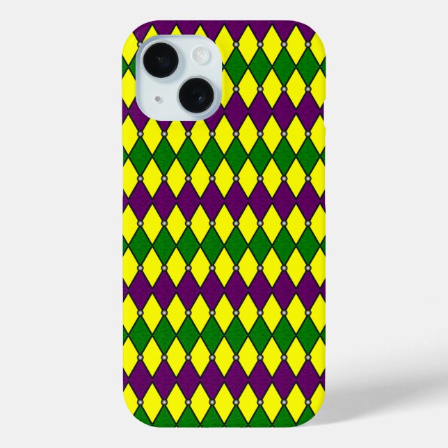 Mardi Gras Harlequin Diamond Pattern Case-Mate iPhone Case (Back)