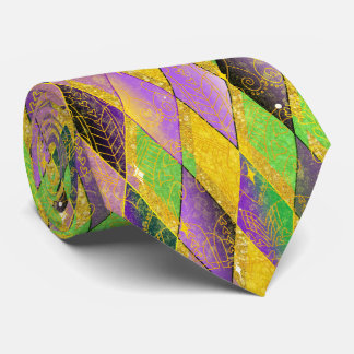 Mardi Gras Harlequin Diamond Purple Green Gold Tie