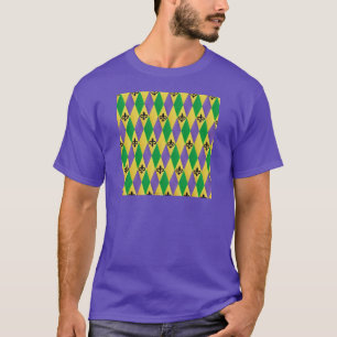 Mardi Gras Harlequin Fleur De Lis T-Shirt