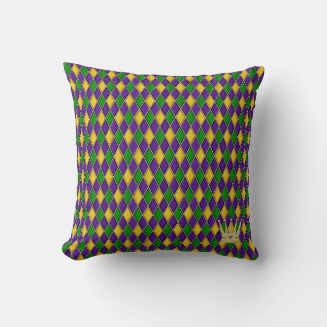 Mardi Gras Harlequin Pattern w/crown Pillows (Front)