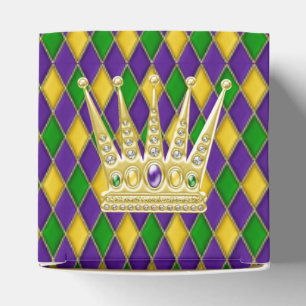 Mardi Gras Harlequin pattern with Crown2 Favour Box