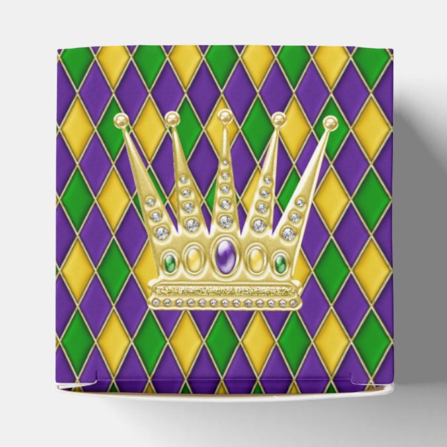 Mardi Gras Harlequin pattern with Crown2 Favour Box (Top)