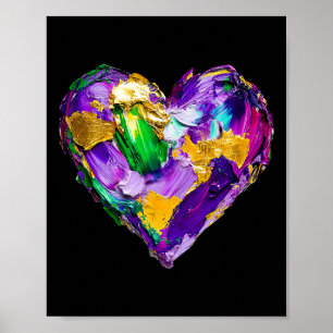 Mardi Gras Heart Brushstroke Carnival Parade New O Poster