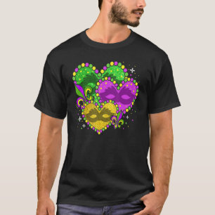 Mardi Gras Heart Fleur-de-lys Symbol Funny Mardi G T-Shirt