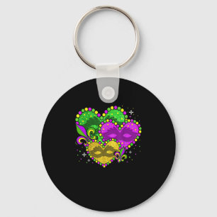 Mardi Gras Heart Fleur-de-lys Symbol Mardi Gras Key Ring