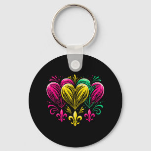 Mardi Gras Hearts Cute Outfit Women Girls 2025 Mar Key Ring