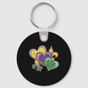 Mardi Gras Hearts Cute Outfit Women Girls Kids Tod Key Ring
