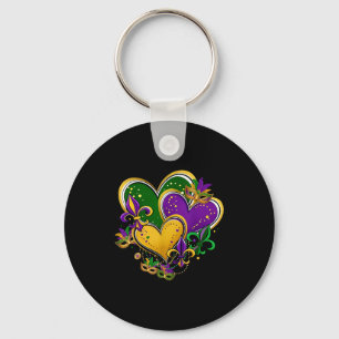 Mardi Gras Hearts Cute Outfit Women Girls Kids Tod Key Ring