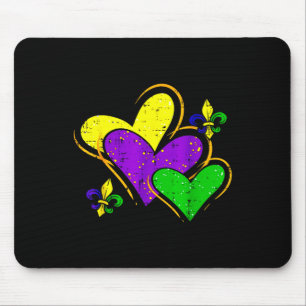 Mardi Gras Hearts Cute Outfit Women Girls Kids Tod Mouse Pad