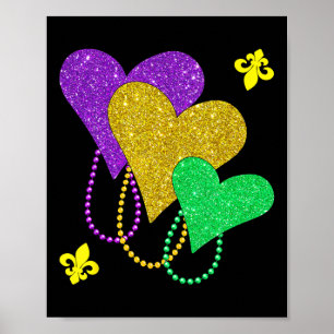 Mardi Gras Hearts Cute Outfit Women Girls Kids Tod Poster
