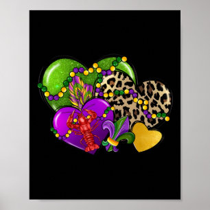 Mardi Gras Hearts Cute Outfit Women Girls Kids Tod Poster