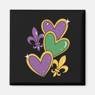 Mardi Gras Hearts Women Girls Kids Toddler Magnet
