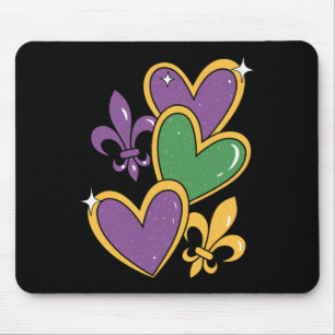 Mardi Gras Hearts Women Girls Kids Toddler  Mouse Pad