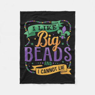 Mardi Gras I Like Big Beads And I Cannot Lie Funny Fleece Blanket