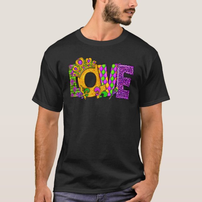 Mardi Gras  I Love Mardi Gras 2023 Beads Feathers T-Shirt (Front)