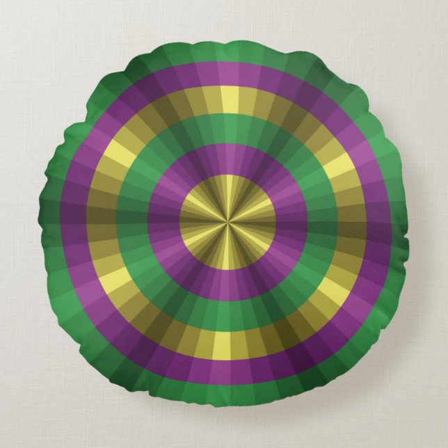 Mardi Gras Illusion Round Pillow (Front)
