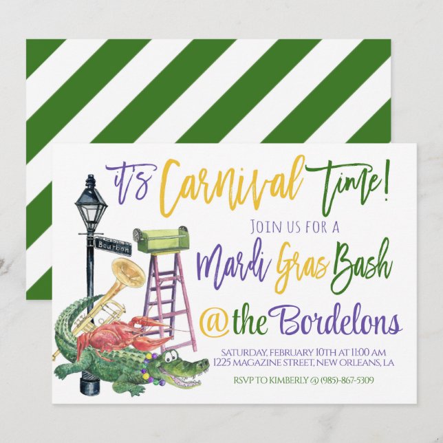 Mardi Gras Invitation (Front/Back)