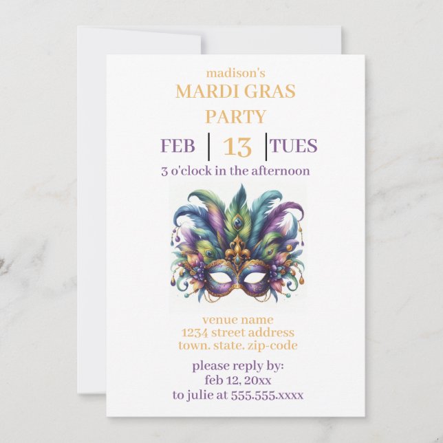 Mardi Gras Invitation (Front)