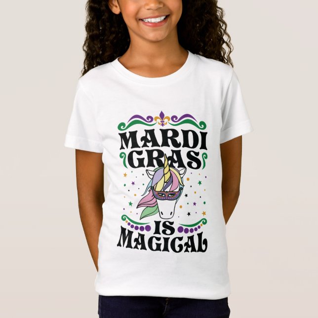 Mardi Gras Is Magical Cute Unicorn T-Shirt (Front)