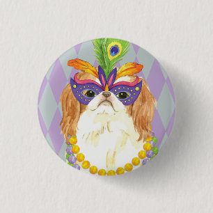 Mardi Gras Japanese Chin 3 Cm Round Badge