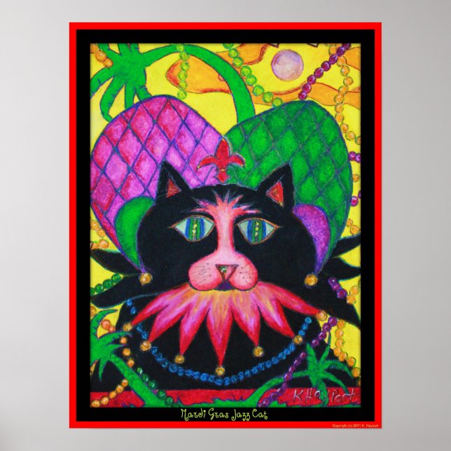 Mardi Gras Jazz Cat Poster (Front)