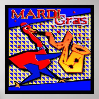 Mardi Gras Jazz Duck Poster