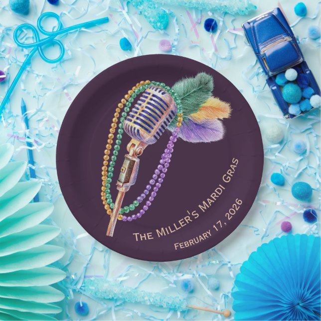 Mardi Gras Jazz Microphone Party Plates (Party)