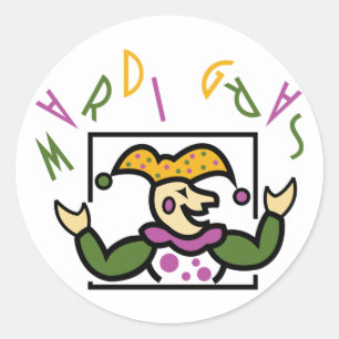 Mardi Gras Jester Classic Round Sticker
