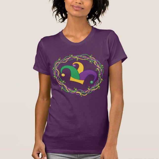 Mardi Gras Jester Hat Beads T-shirt (Front)