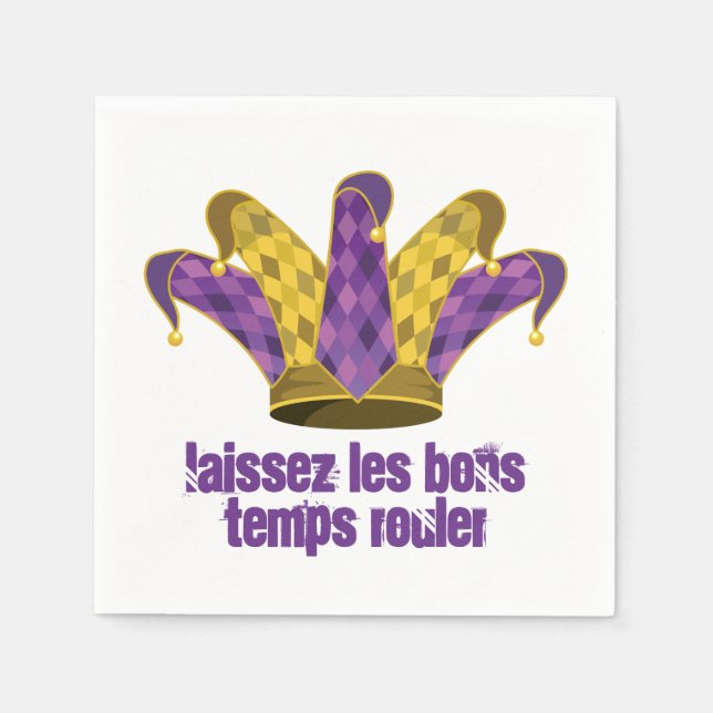 Mardi Gras Jester Laissez les bons temps rouler Napkin (Front)
