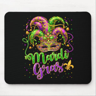 Mardi gras jester mask hat carnival party new mouse pad