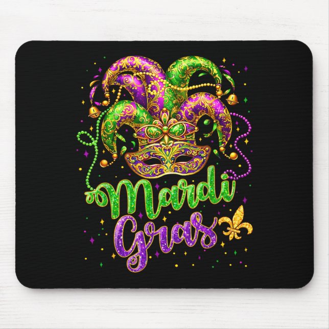 Mardi gras jester mask hat carnival party new mouse pad (Front)