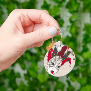 Mardi Gras Jester Mask Venetian Carnival Key Ring