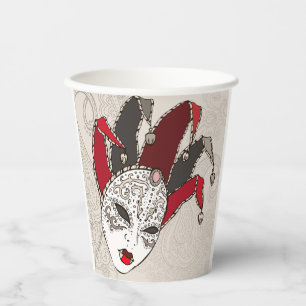 Mardi Gras Jester Mask Venetian Carnival Paper Cups