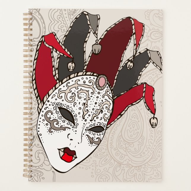 Mardi Gras Jester Mask Venetian Carnival Planner (Front)