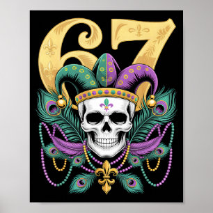 Mardi Gras Jester Skull 67 Carnival Mask Party Fun Poster
