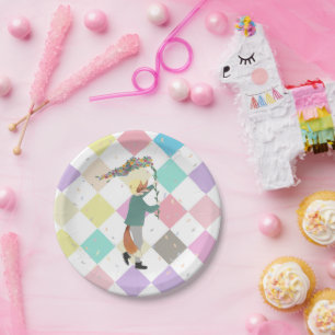 Mardi Gras Kids Carnival Spring Illustration Paper Plate