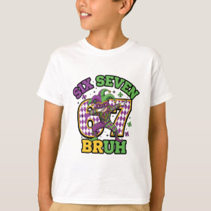 Mardi Gras Kids Dabbing Jester Six Seven Bruh T-Shirt