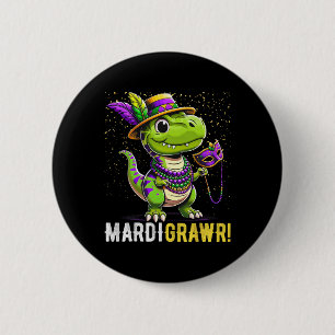 Mardi Gras Kids Shirt T Rex Dinosaur Mardi Grawr C 6 Cm Round Badge