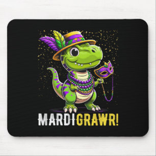 Mardi Gras Kids Shirt T Rex Dinosaur Mardi Grawr C Mouse Pad