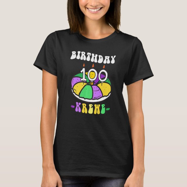Mardi Gras King Cake, 80 Birthday, Birthday KREWE  T-Shirt (Front)