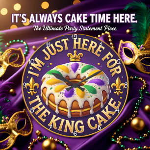Mardi Gras King Cake Celebration Large Clock