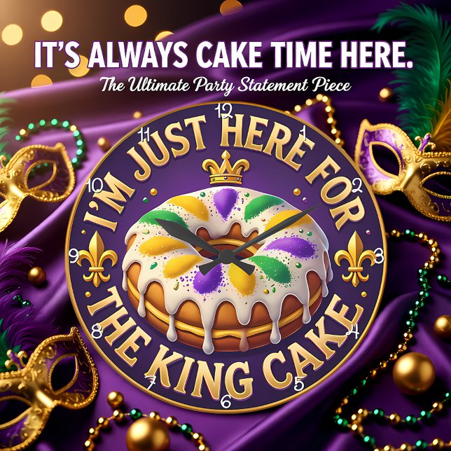 Mardi Gras King Cake Celebration Large Clock (Creator Uploaded)