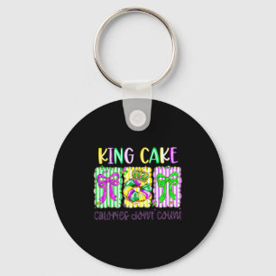 Mardi Gras King Cake Coquette Bow Girl Women Carni Key Ring