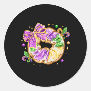 Mardi Gras King Cake New Orleans Fleur De Lis Coqu Classic Round Sticker