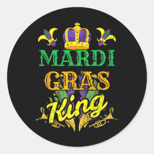 Mardi Gras King Men Carnival Costume Gift Mardi Gr Classic Round Sticker