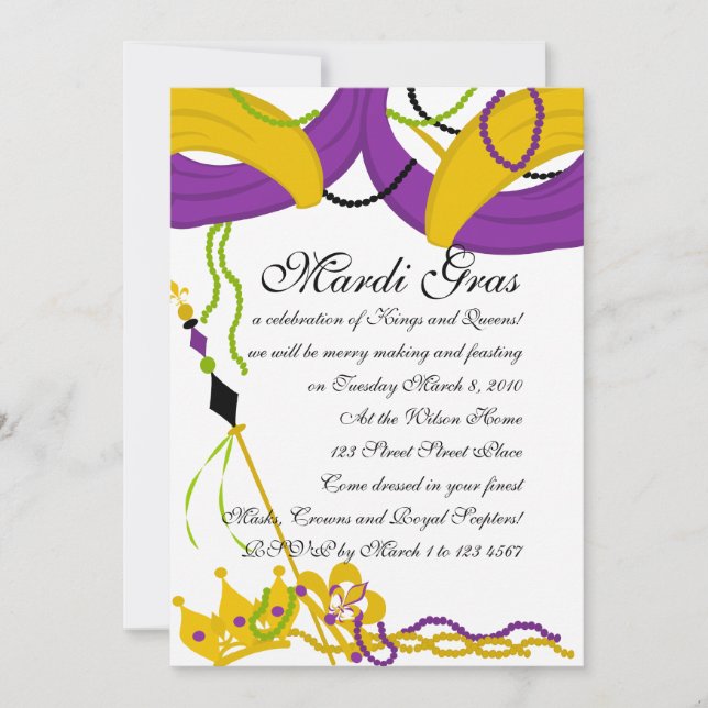 Mardi Gras King's Court Invitation (Front)