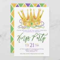Mardi Gras Kings Party Invitation